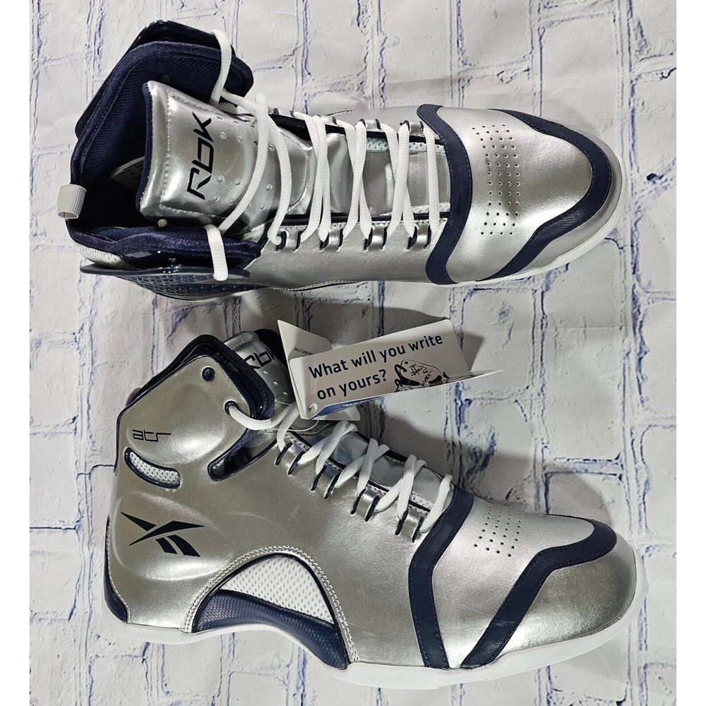 Reebok ATR Above The Rim Basketball Shoes Silver Blue RARE MENS SIZE 13